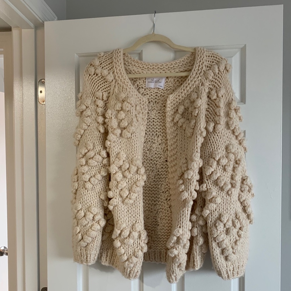 Handmade Crochet Heart Cardigan - small